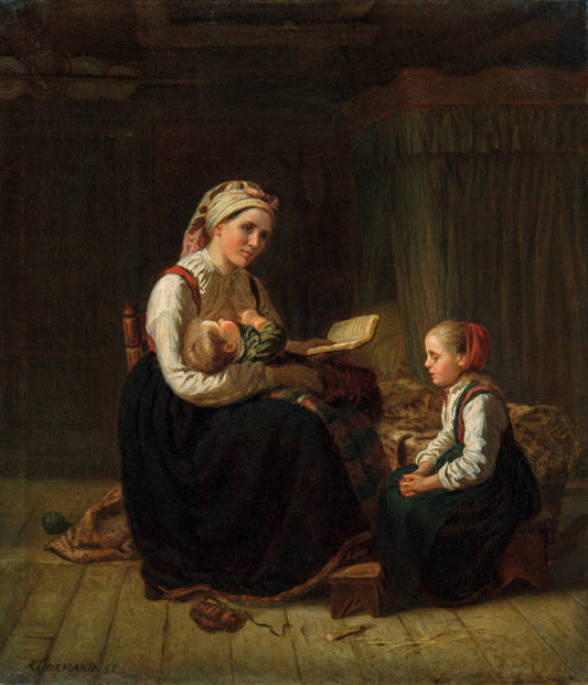 Mère enseignant par Adolph Tidemand (1850) – transmission parentale et environnement d'excellence pour la spécialité maths | Academia Valente