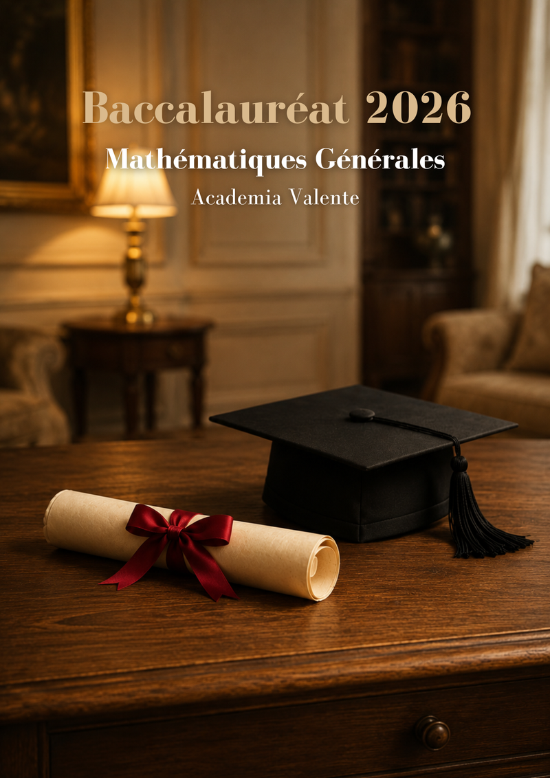 Fascicule révision bac maths 2026 — 4 sujets blancs corrigés terminale par Academia Valente