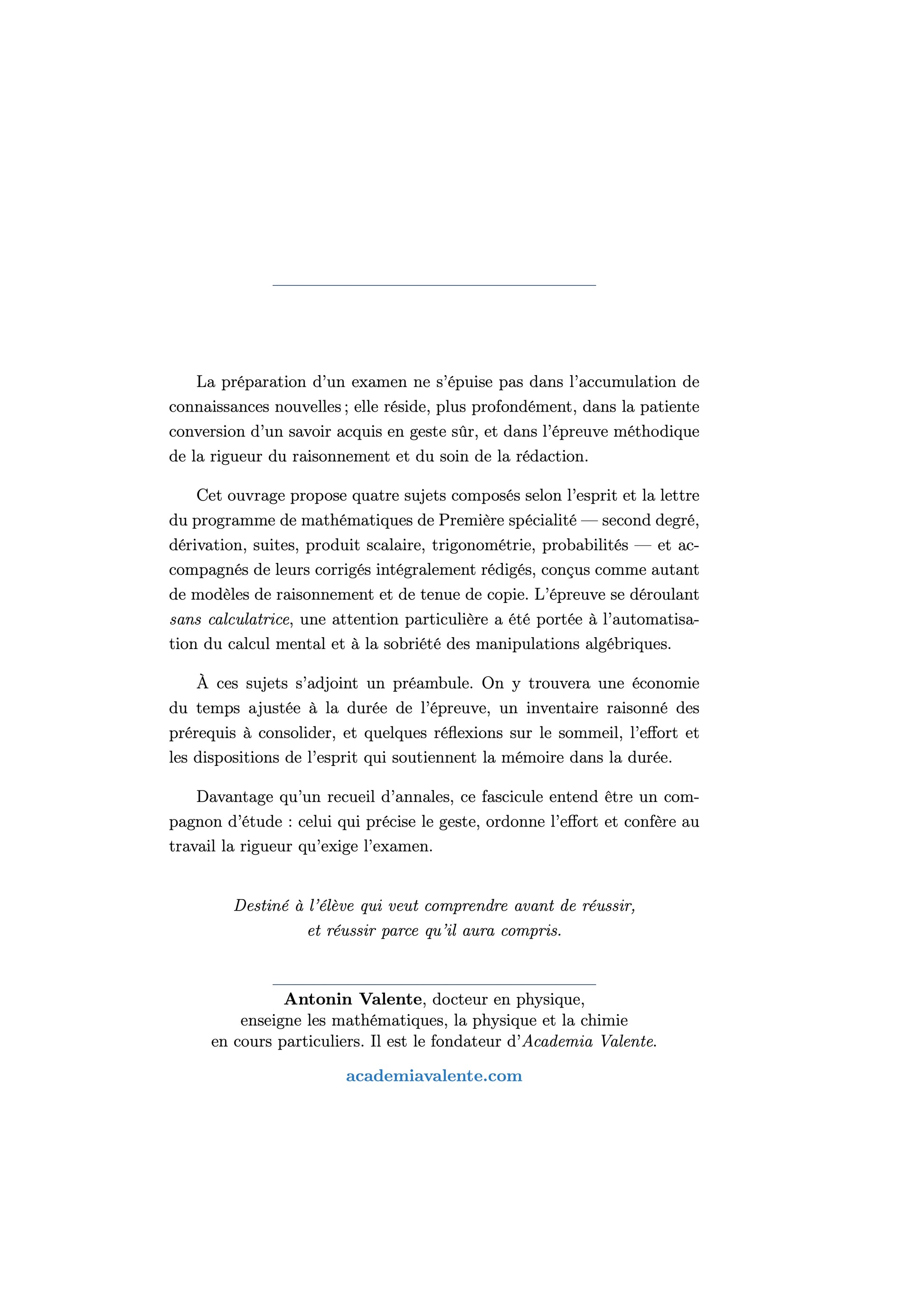 4 ème de couverture du fascicule de révision du bac et des annales 